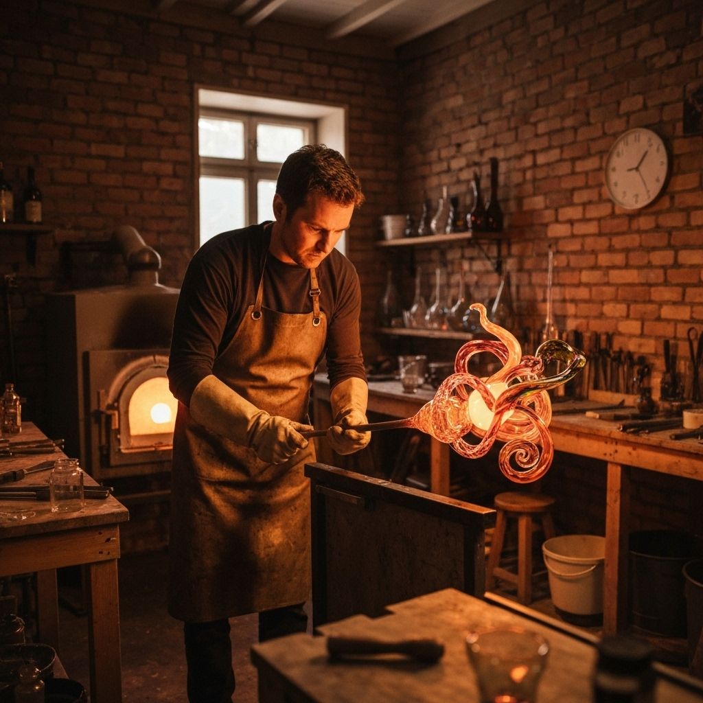 Glass blowing artisan at work